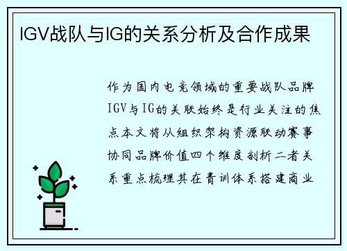 IGV战队与IG的关系分析及合作成果